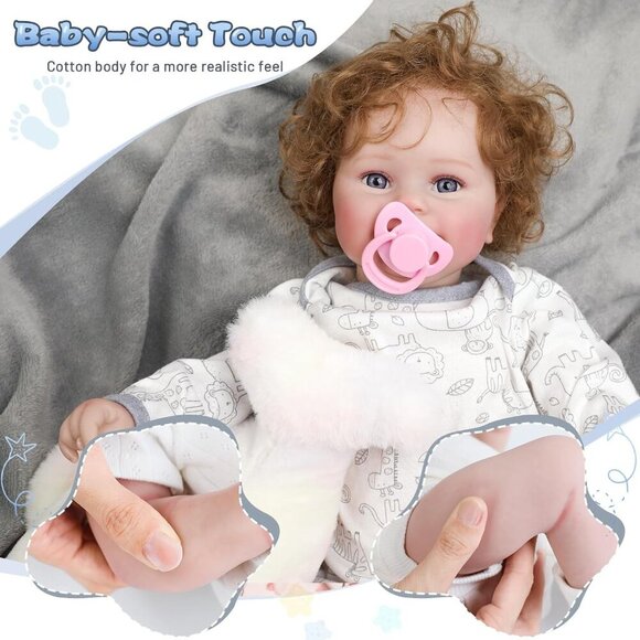 20Inch Cute Soft Viny Real Life Reborn Baby Boy Doll with Toy for 3+ Year Kids - Picture 4 of 9